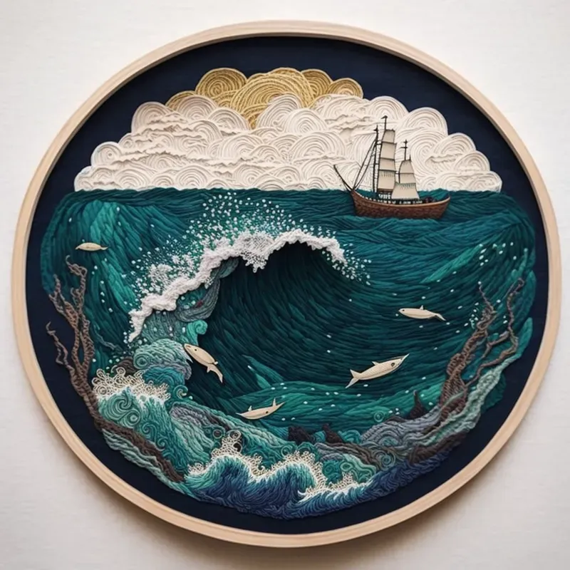 Embroidered Illustrations Midjourney Prompt Promptbase