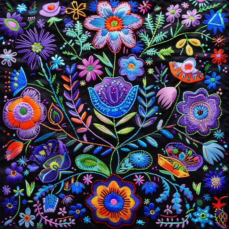 Realistic Embroidery Colorful Patterns Midjourney Prompt | PromptBase