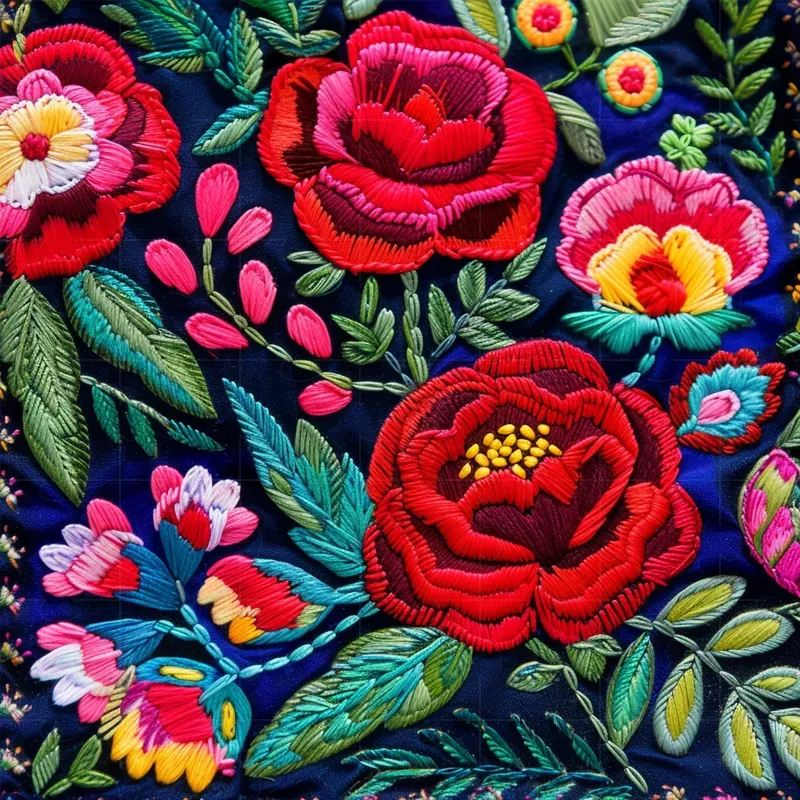 Realistic Embroidery Colorful Patterns Midjourney Prompt | PromptBase