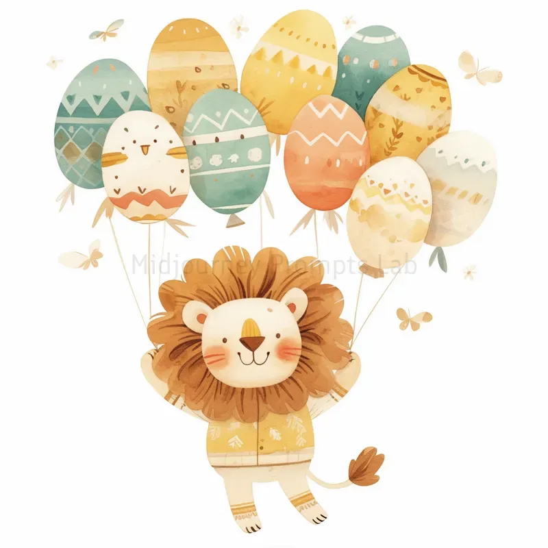 Cute Watercolor Easter Animals Cliparts Midjourney Prompt | PromptBase