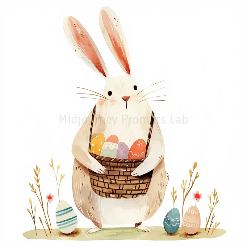 Cute Watercolor Easter Animals Cliparts Midjourney Prompt | PromptBase