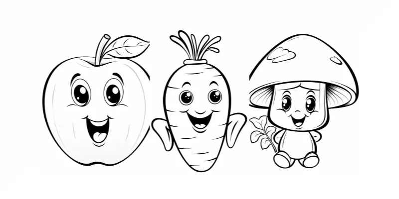 Funny Food Character Coloring Pages Midjourney Prompt | PromptBase