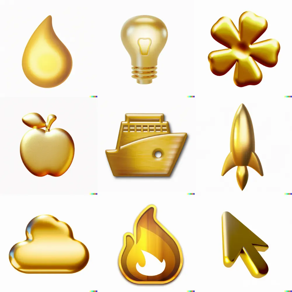 Gold Icons DALL·E Prompt | PromptBase