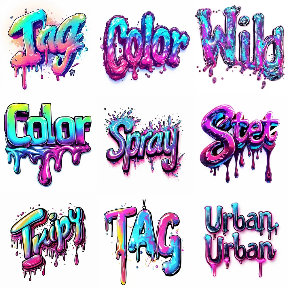 Trippy fluorescent graffiti text fonts midjourney prompt promptbase