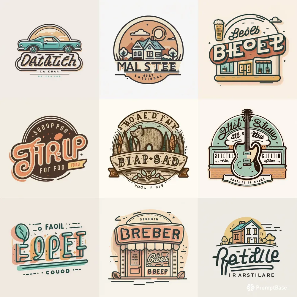 Flat Doodle Vector Logos Midjourney Prompt | PromptBase
