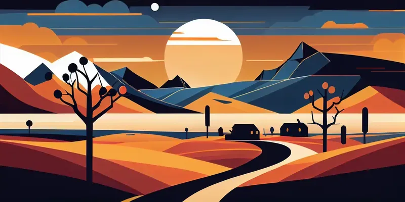 Beautiful Vector Landscapes Midjourney Prompt | PromptBase