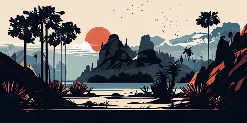 Beautiful Vector Landscapes Midjourney Prompt | PromptBase