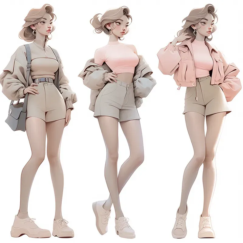 Multiple Poses Sheets Fashion Characters Midjourney Prompt | PromptBase