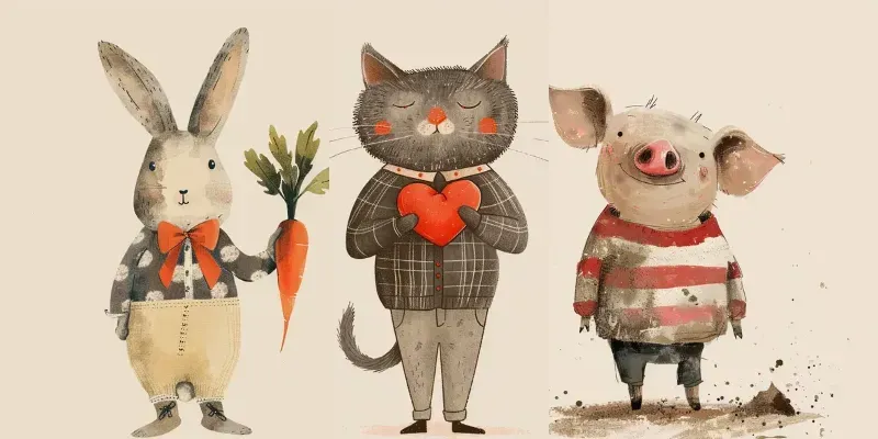 Vintage Animals Cliparts Midjourney Prompt | PromptBase
