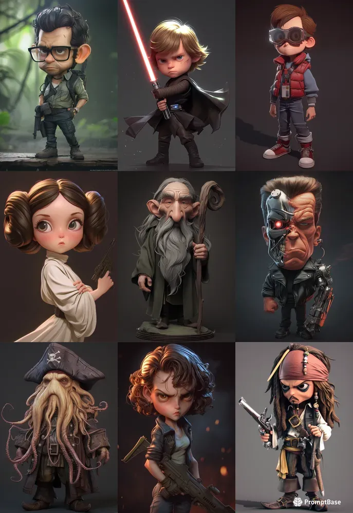 Chibi Figures Sculpt 3D Midjourney Prompt | PromptBase