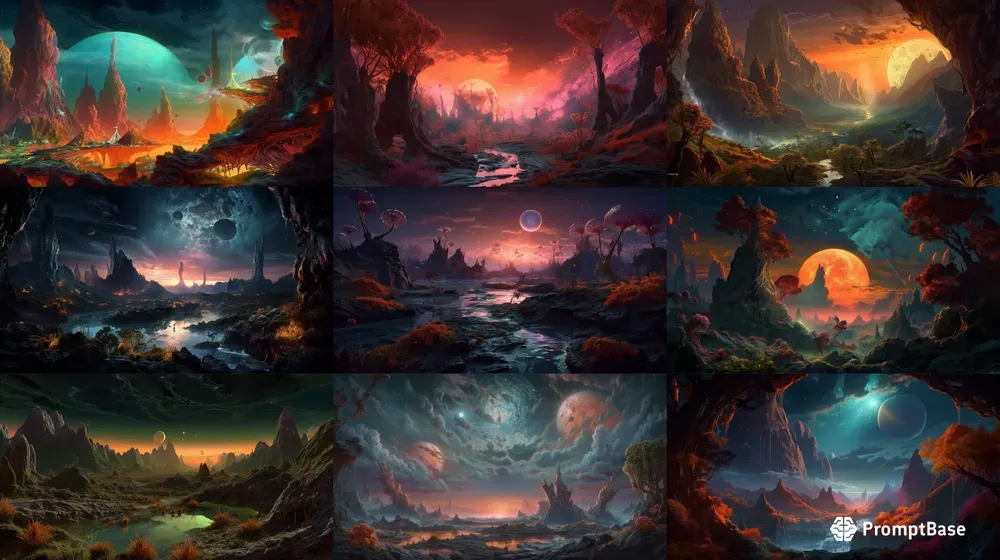 Alien Landscapes Midjourney Prompt | PromptBase
