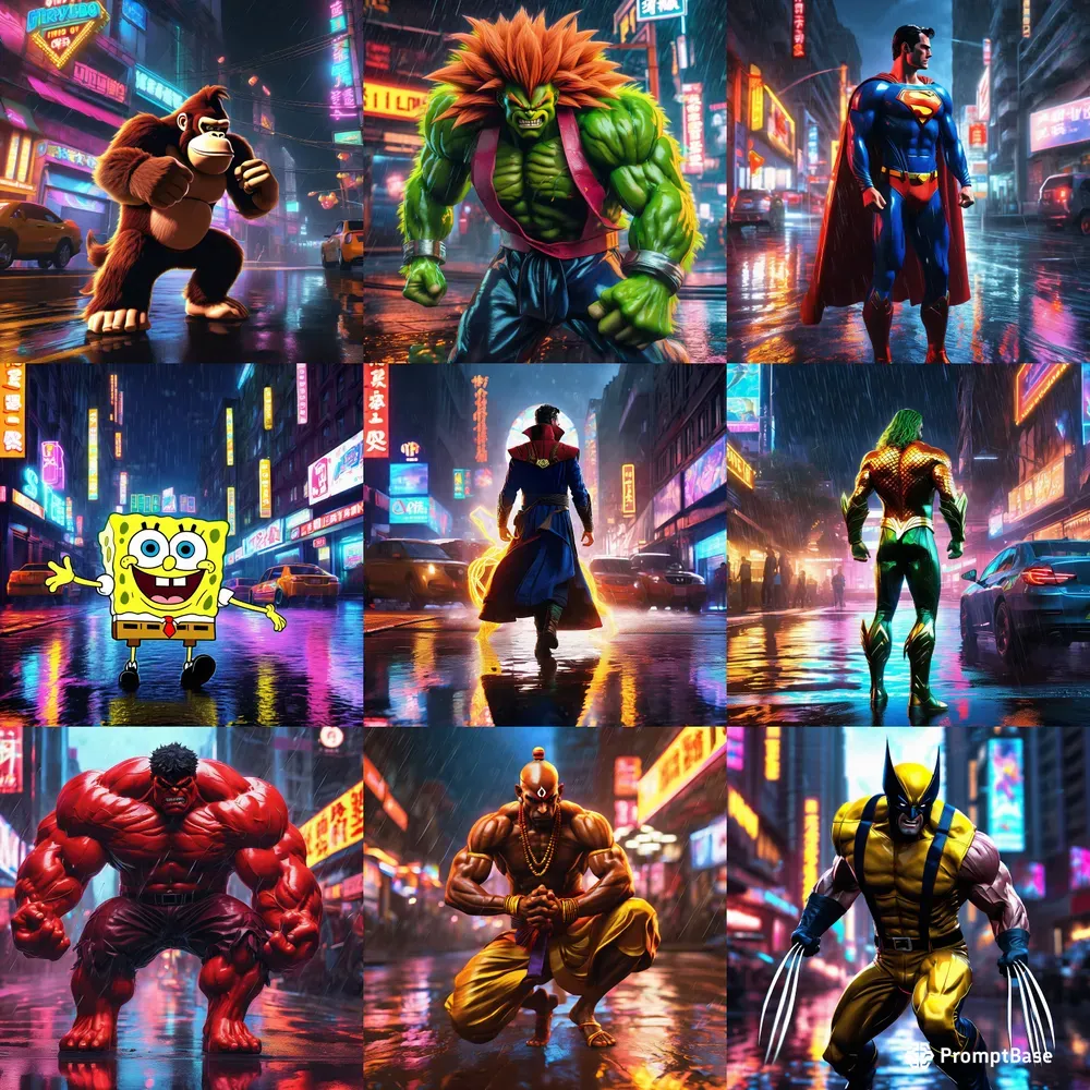 Superheroes In The Dark Of The Nights Stable Diffusion Prompt | PromptBase