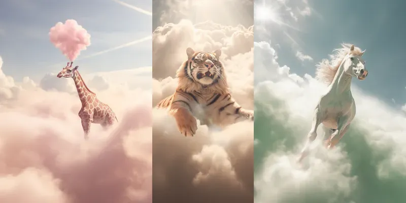 Animals Skydiving In The Clouds Midjourney Prompt | PromptBase
