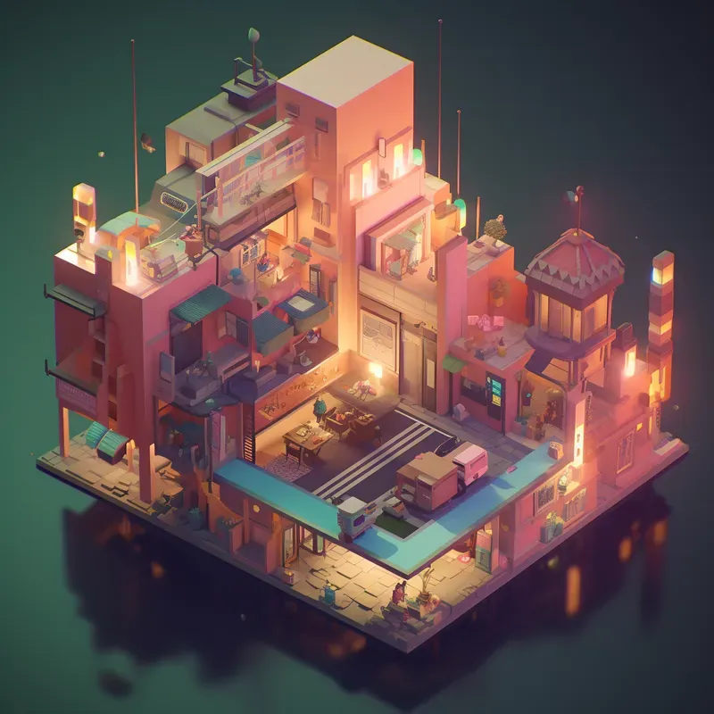 3D Isometric Game Scenes Midjourney Prompt | PromptBase