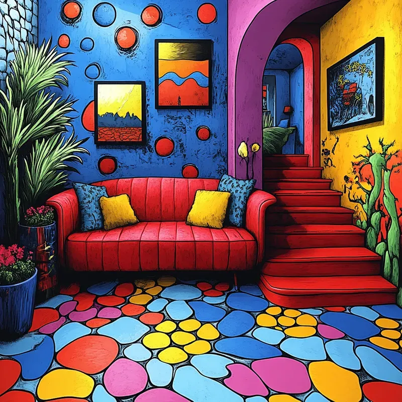 Playful Pop Art Interior Designs Midjourney Prompt | PromptBase