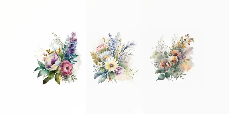 Watercolor Floral Cliparts Midjourney Prompt | PromptBase