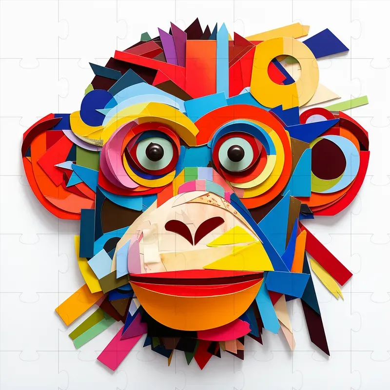 Fun Modern Colorful Paper Collage Art Midjourney Prompt | PromptBase