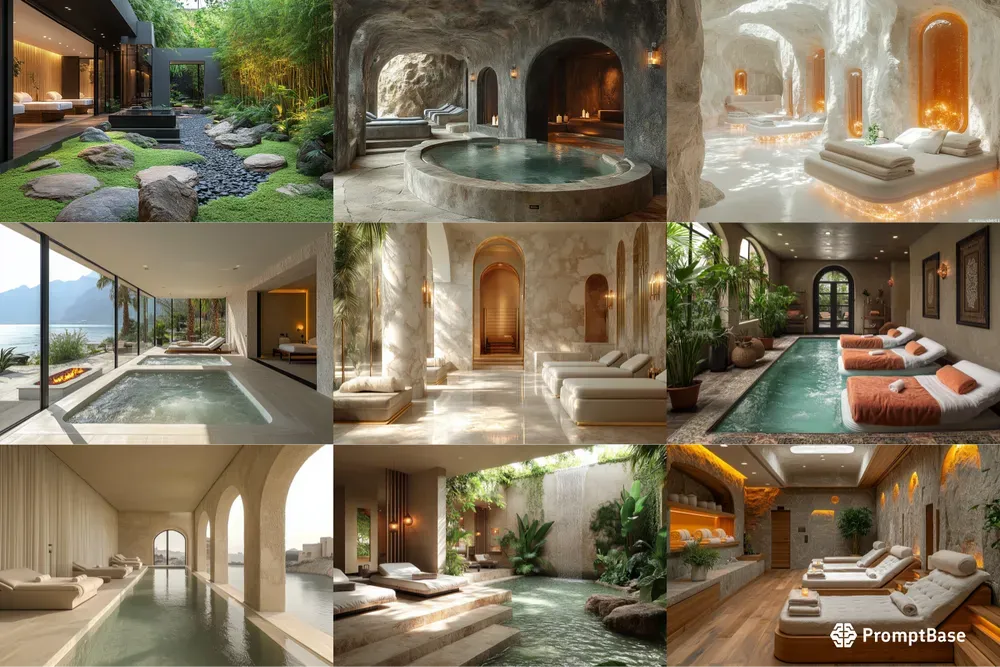 Luxury Spas Interior Design Real State Midjourney Prompt | PromptBase