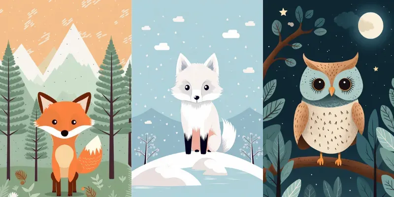 Cute Animals Nursery Wall Art Midjourney Prompt | PromptBase