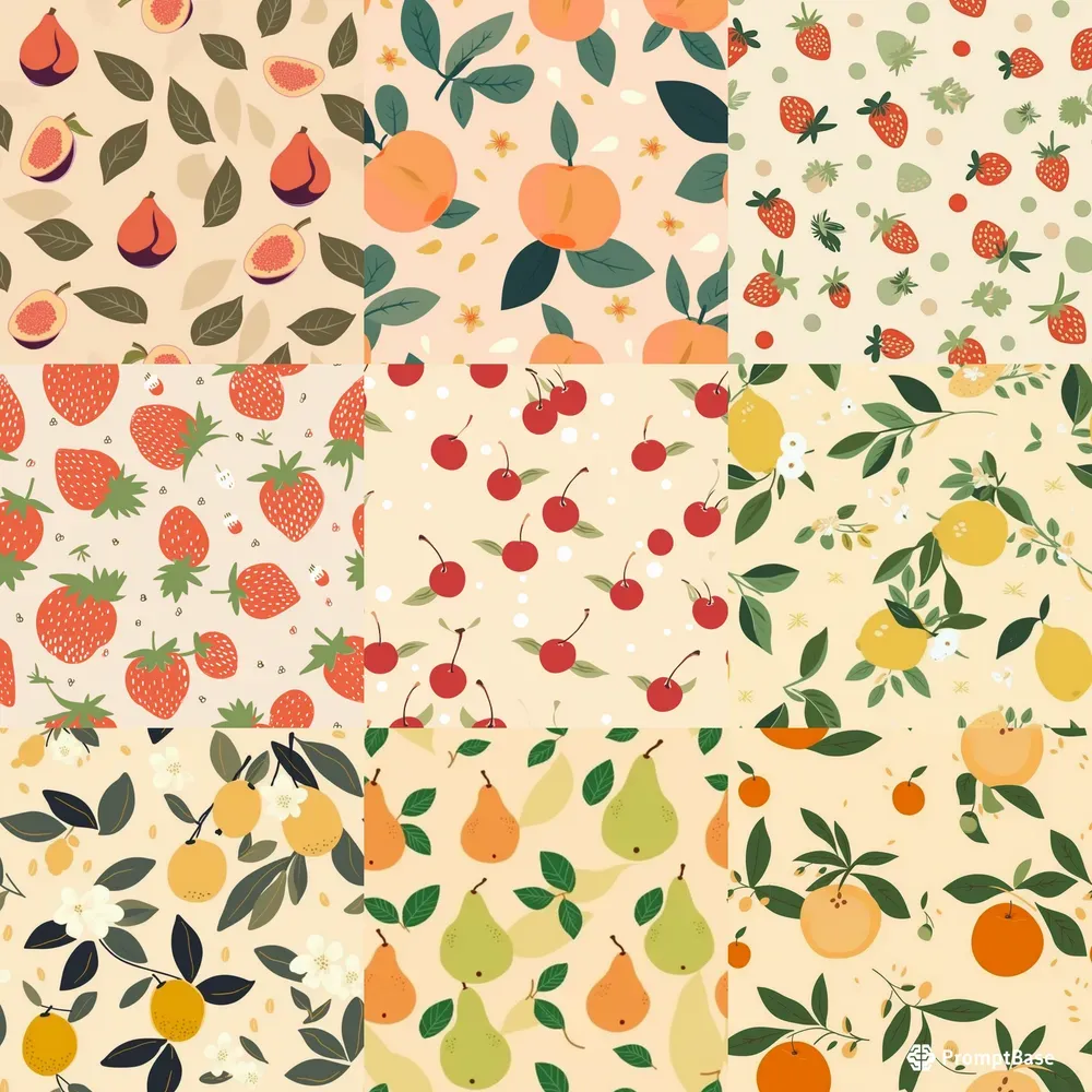 Seamless Minimalistic Fruits Patterns Midjourney Prompt | PromptBase