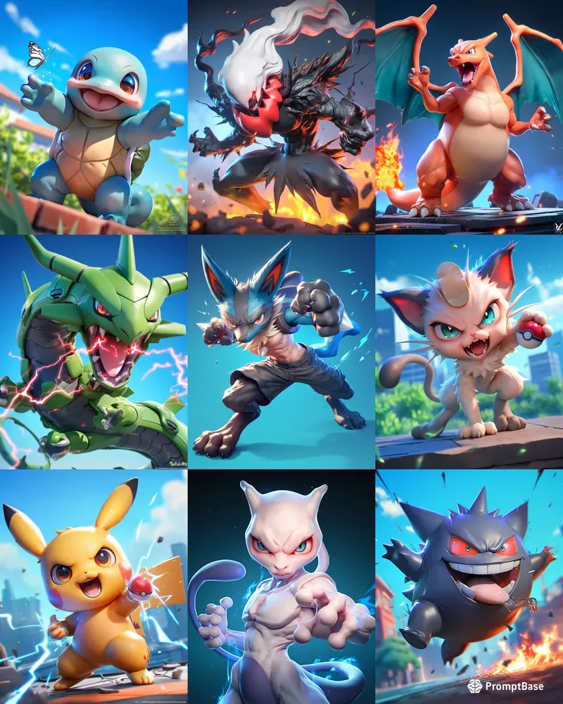 Pokemon Renders 3D Pokemon Action Renders Midjourney Prompt | PromptBase