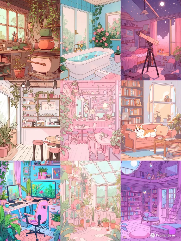 Kawaii Room Interior Illustrations Midjourney Prompt PromptBase