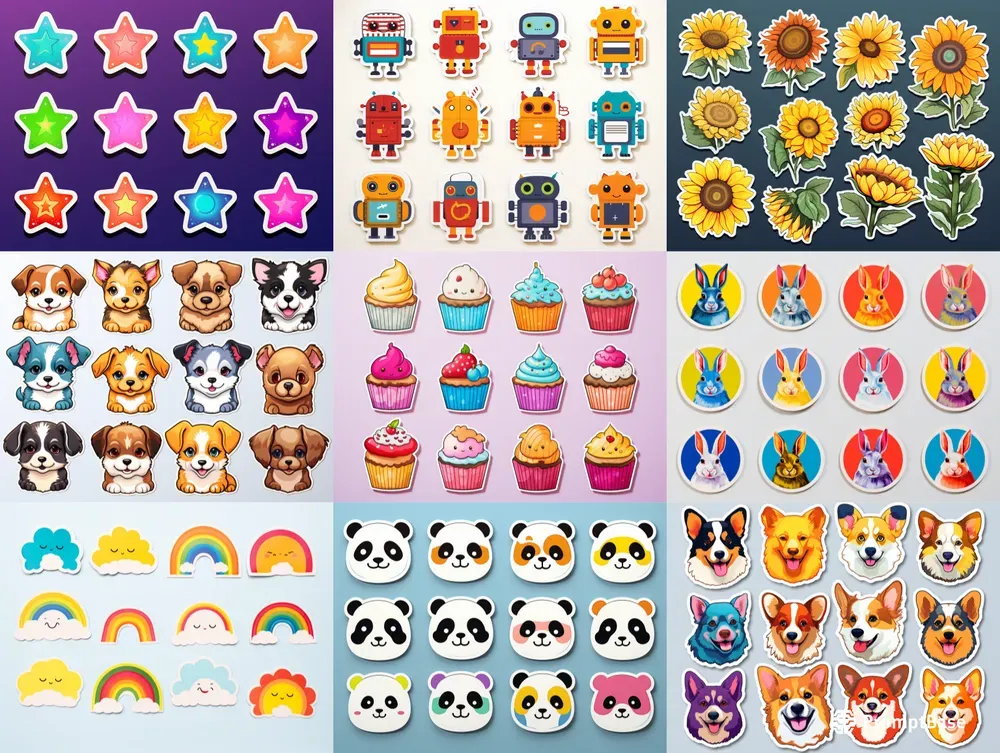 Colorful And Cute Sticker Sheets Midjourney Prompt | PromptBase