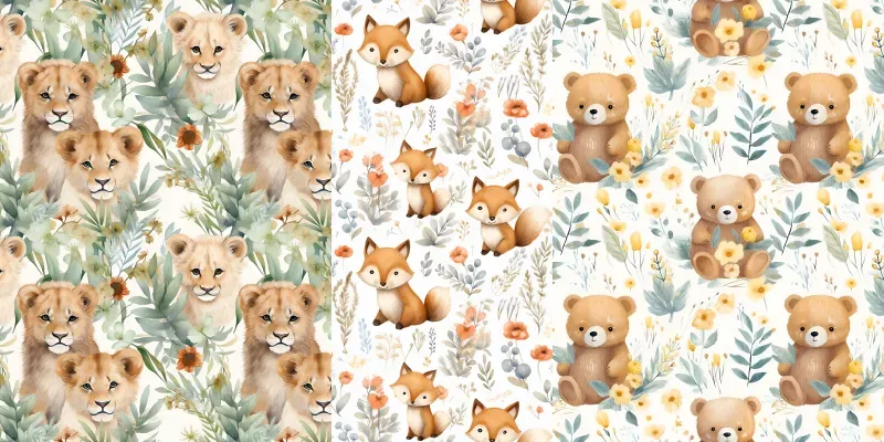 Watercolor Baby Animals Patterns Midjourney Prompt | PromptBase