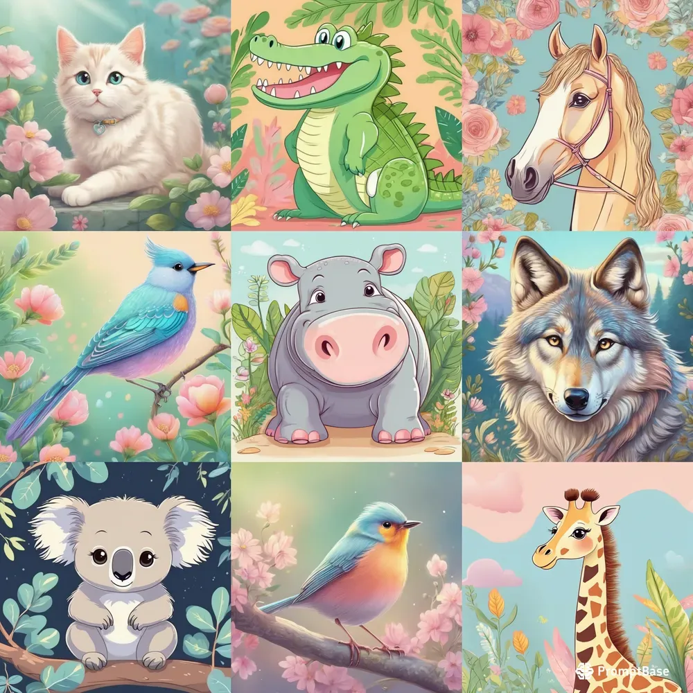 Cute Pastel Animals Stable Diffusion Prompt | PromptBase