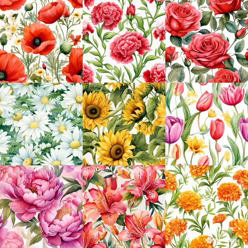 Watercolor Floral Patterns Flower Tiles Midjourney Prompt | PromptBase
