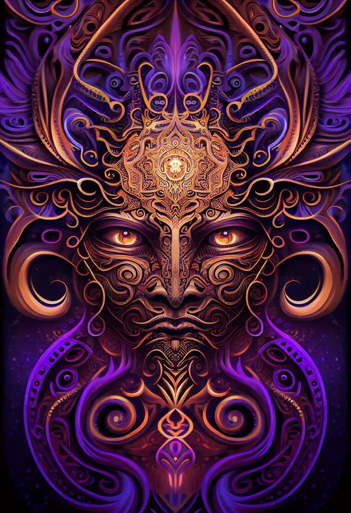 Psychedelic Shamanic Visionary Art Faces Midjourney Prompt | PromptBase
