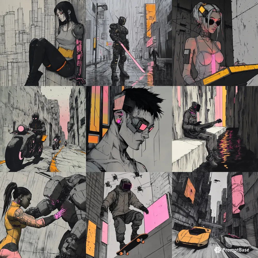 Stylish Cyberpunk Comic Art Midjourney Prompt | PromptBase