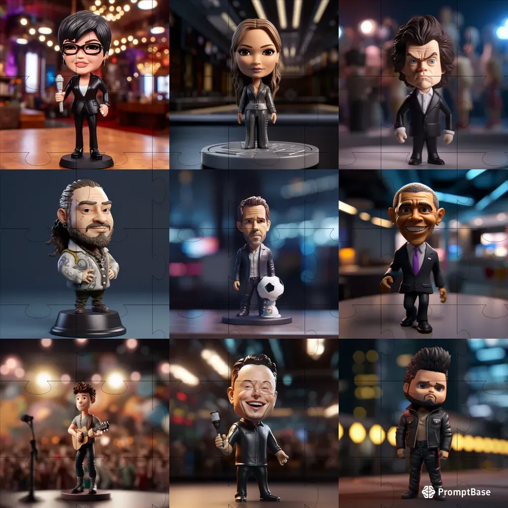 Celeb Bobble Head Toys Midjourney Prompt PromptBase