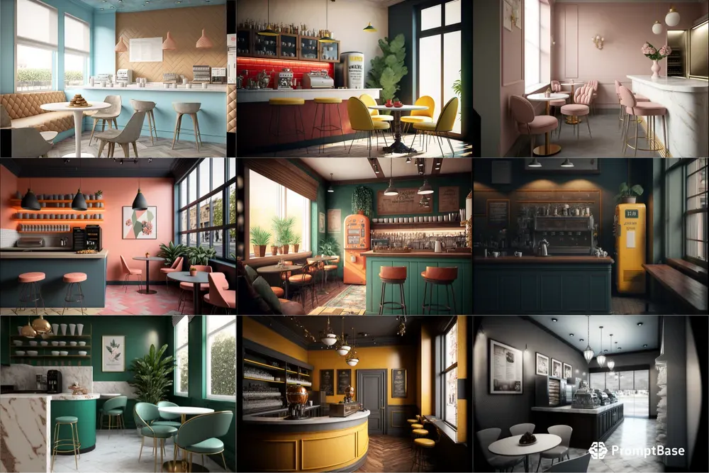 Coffee Shop Interior Designs Midjourney Prompt | PromptBase
