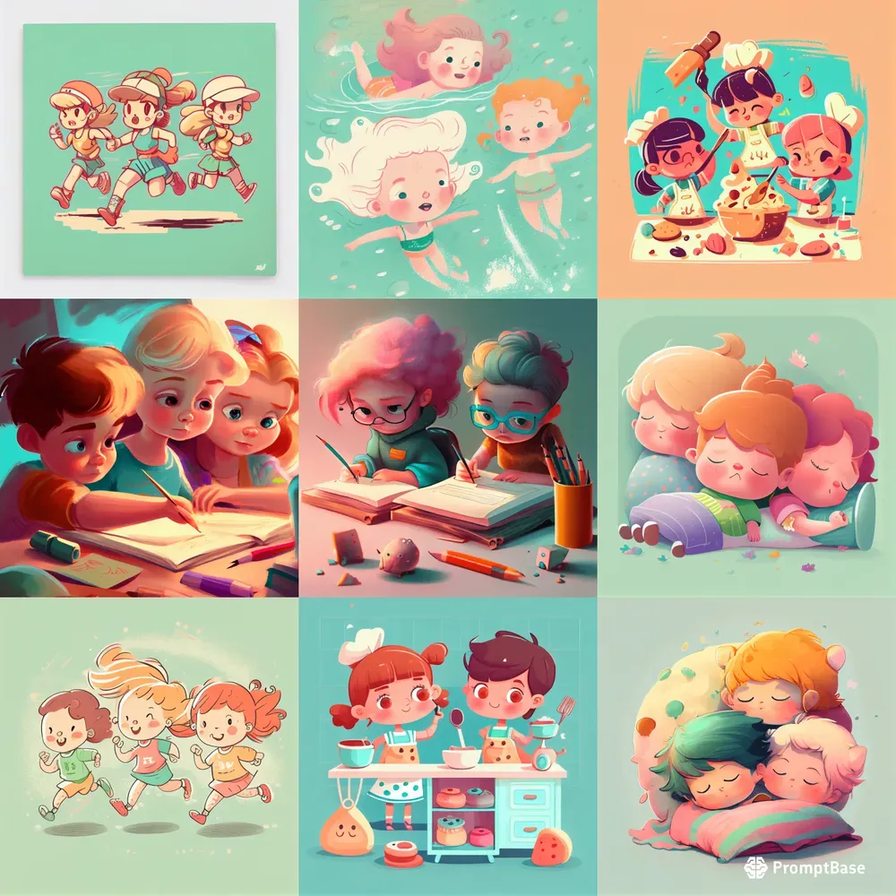 children-doing-routine-activities-midjourney-prompt-promptbase