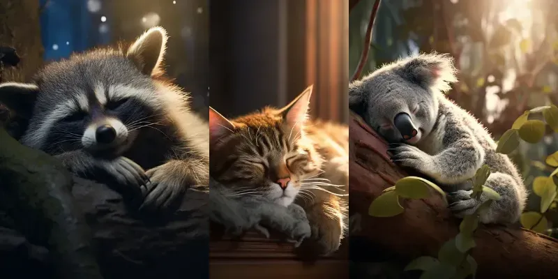 Realistic Sleeping Animals Photographs Midjourney Prompt | PromptBase