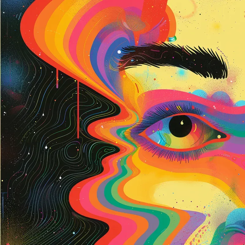 Trippy Rainbow Illustrations Midjourney Prompt | PromptBase