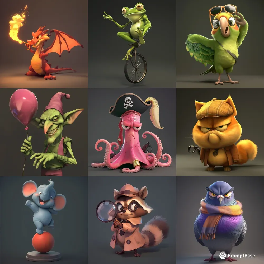 Pixar Animal 3D Models Midjourney Prompt | PromptBase
