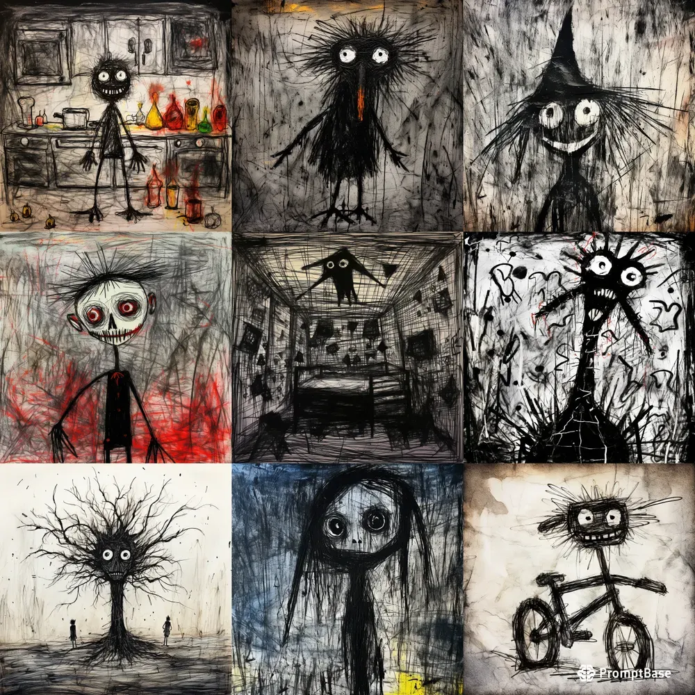 Creepy Scary Children Drawings Midjourney Prompt Promptbase