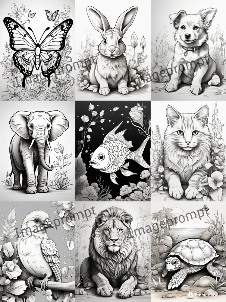 Animal Sketch Coloring Books Leonardo Ai Prompt PromptBase