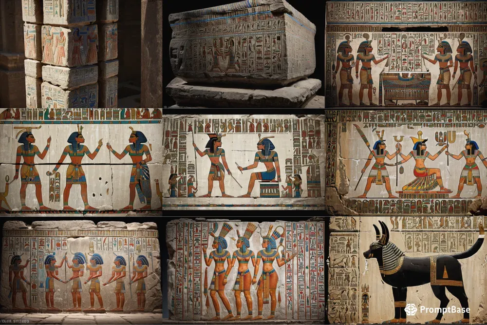 Ancient Egyptian Wall Paintings Stable Diffusion Prompt | PromptBase