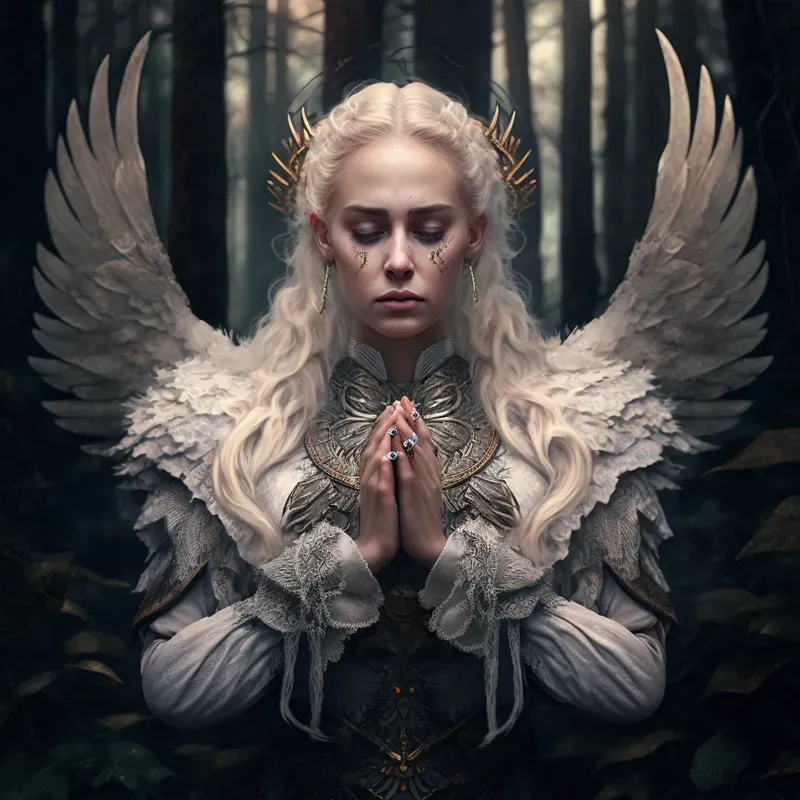 Sibron Praying Angel Portraits Midjourney Prompt | PromptBase
