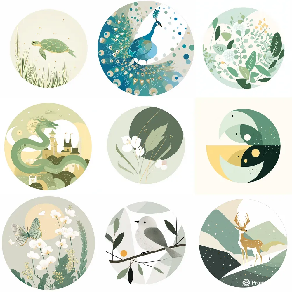 2D Minimal Modern Nature Decor Art Prints Midjourney Prompt | PromptBase
