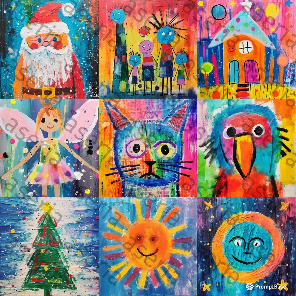 Simple kids paintings midjourney prompt promptbase