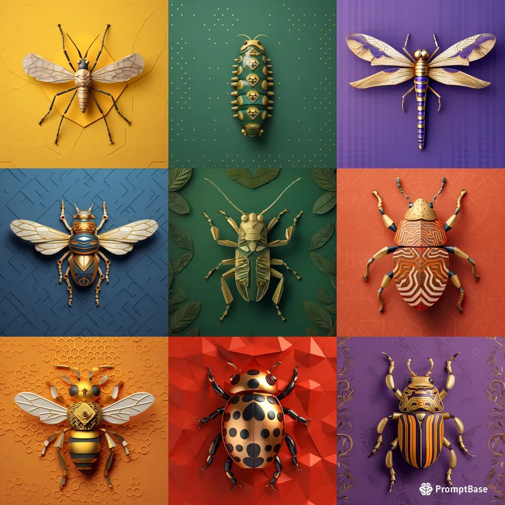 Geometric Insect Designs Midjourney Prompt | PromptBase