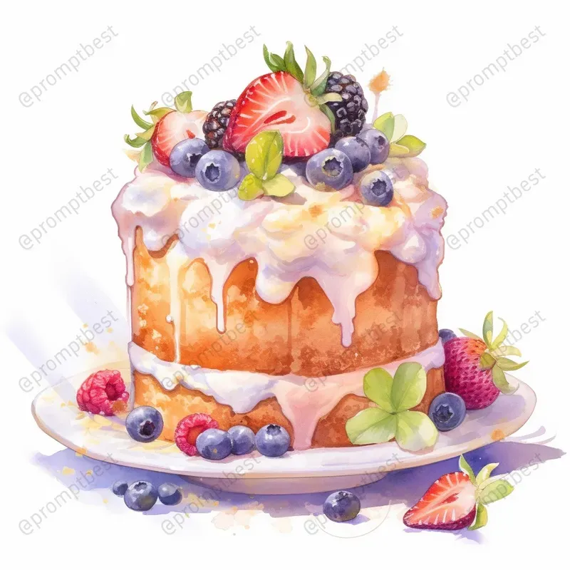 Foods Drinks Desserts Watercolor Cliparts Midjourney Prompt | PromptBase