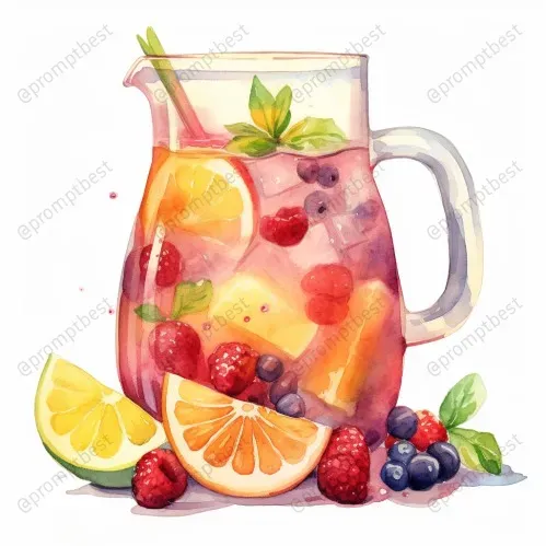 Foods Drinks Desserts Watercolor Cliparts Midjourney Prompt | PromptBase