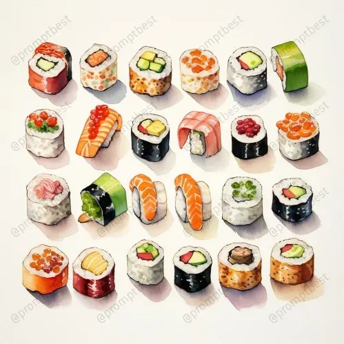 Cute Food Watercolor Collections Cliparts Midjourney Prompt | PromptBase