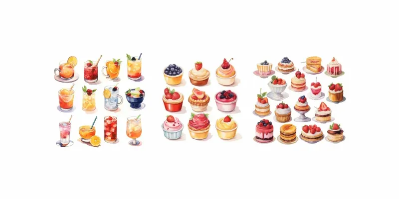 Cute Food Watercolor Collections Cliparts Midjourney Prompt | PromptBase