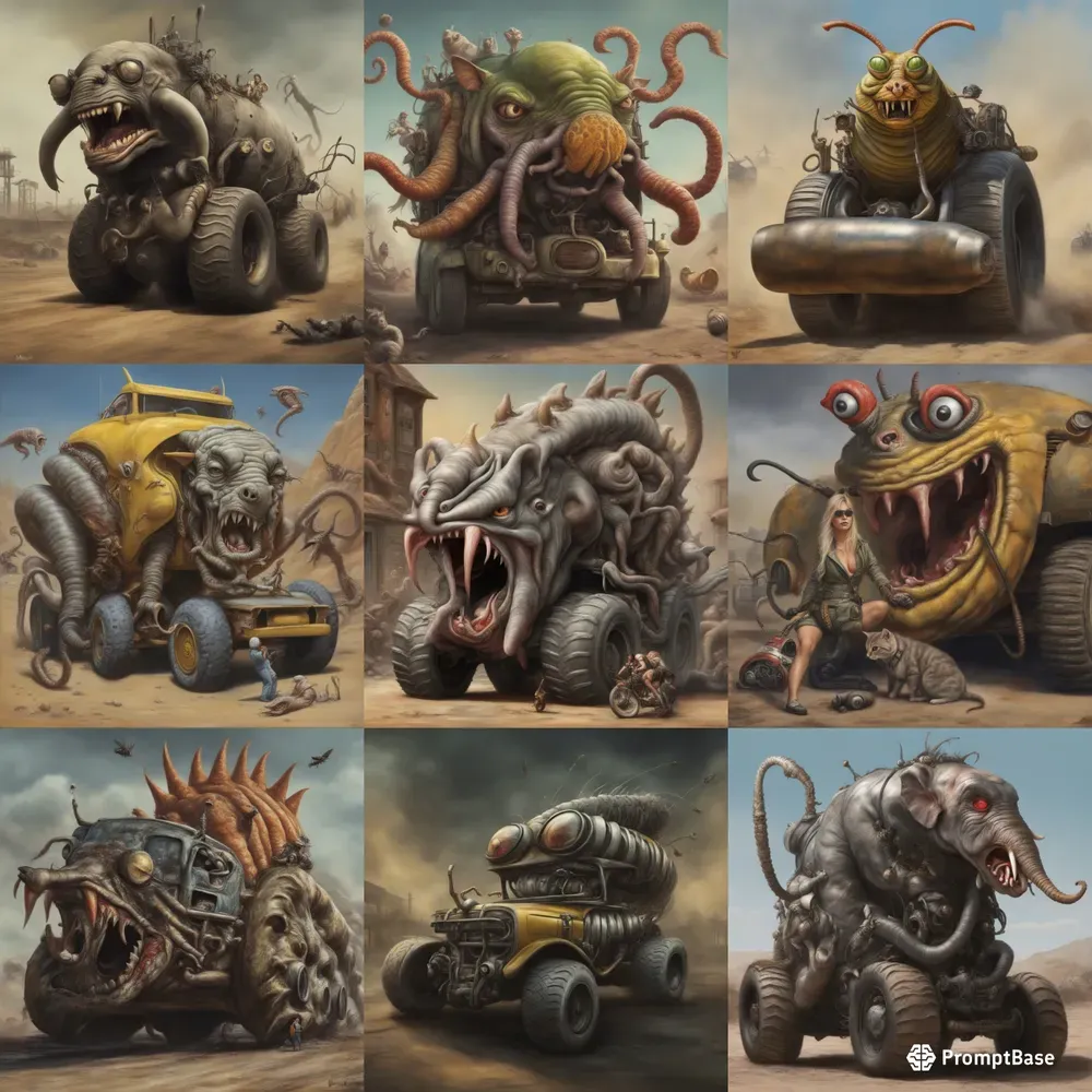 Horror Animals On Wheels Stable Diffusion Prompt | PromptBase